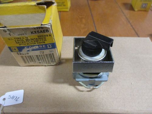 Square D KXSAEB Selector Switch, 2 Position, Maintained, w/ Black Knob, New