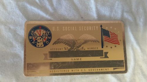 2 Metal social security card B.P.O.E.  lot Un stamped