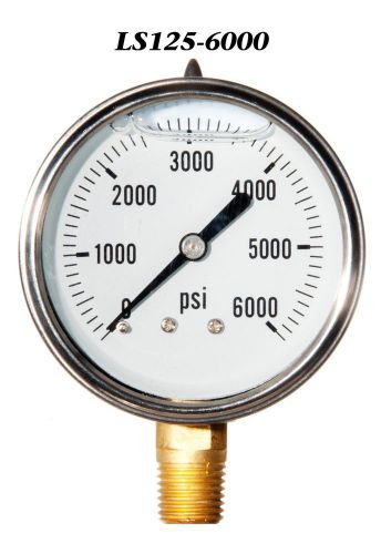 New Hydraulic Liquid Filled Pressure Gauge 0-6000 PSI