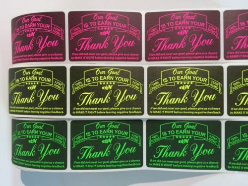 150 Ebay Thank You For Your Purchase Stickers NEON 2 x 3  5 Star Rating  FB