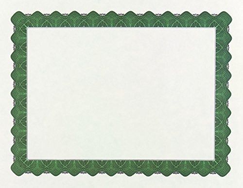 Metallic Green Border Certificate, 8.5&#034;x 11&#034;, 100 Count (934200)