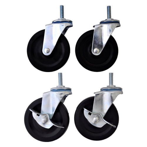 TRINITY TBF-CASTERSET01-41 Caster Wheels Kit for Wire Shelving, 4 x 1&#034;, Black