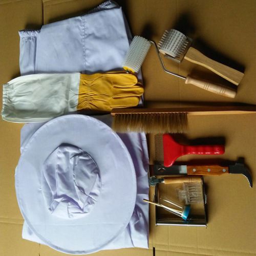 Beekeeper beekeeping suit veil gloves protective equipment hive tool kit 12pcs for sale