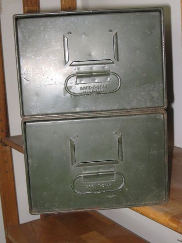 Vintage Safe-T-Stak Diebold File Drawer Steampunk Industrial Metal Olive Green