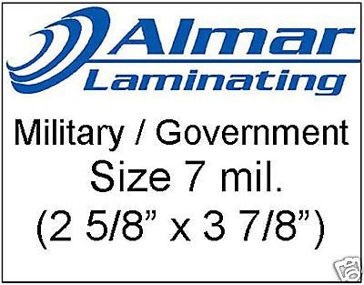 100 Military/Government Size Laminating pouches  7 mil.