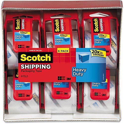6-pack Scotch Tape Heavy Duty Shipping Box Packing Mailing Clear 1.88&#034; x 500&#034;