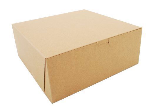Case Of 100 New Kraft Paperboard Non Window With Lock Corner Bakery Box 10X10X4&#034;
