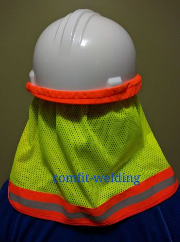 2 safety hard hat neck shield helmet sun shade hi vis reflective stripe for sale