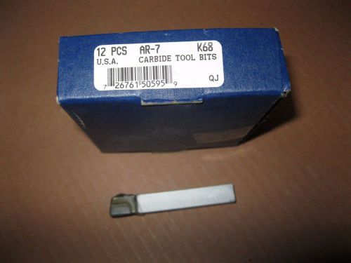 American Carbide Tool Carbide-Tipped Tool Bit AR-7 K68 0.438&#034; Square 1 BOX OF 12