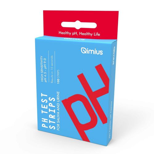 Qimius ph test strips (100 ct.) - improved accuracy measures 4.5 - 9.0 range - for sale