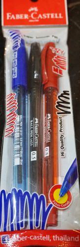 3 Color Pen Faber-Castell NEEDLE BALL 1423 BALLPOINT 0.5 MM. BLUE RED BLACK INK