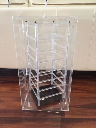 Vintage Lucite Rotating Jewelry Display Case Cabinet Lockable Acrylic