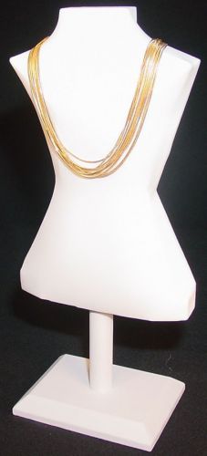 14.5&#034; h body shape white leather jewelry display bust stand  necklace chain ja54 for sale