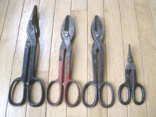 Vintage Lot of (4) Tin Snips / Shears - (2) Wiss, Craftsman, Crescent