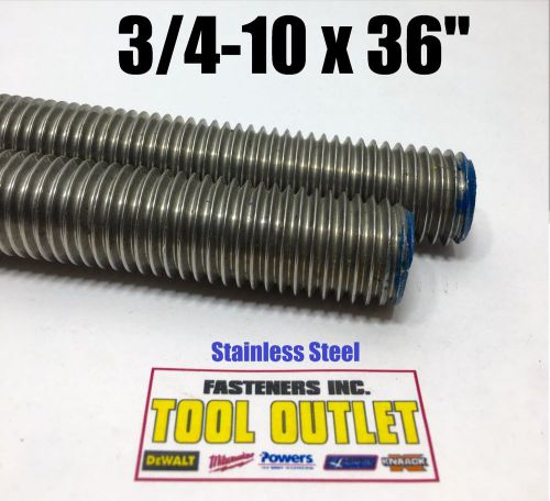 (bundle of 6 sticks) 3/4-10 x 36&#034; stainless steel threaded rod 304 all-thread for sale