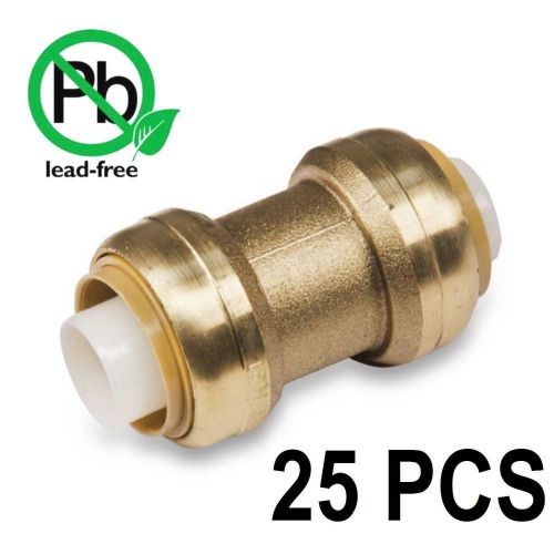 3/4&#034; Sharkbite Style (Push-Fit) Push to Connect Lead-Free Brass Coupling 25 PCS