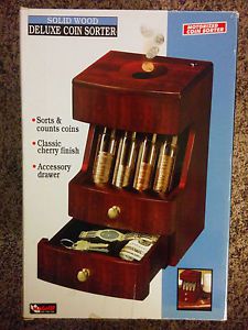 Magnif Solid Wood Motorized Coin Sorter Deluxe Valet  - NIB