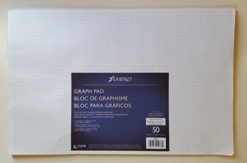 11&#034; x 17&#034;&#034; Ampad Quadrille Double Sided Graph Paper Pad 50 Sheets  Quad Ruled