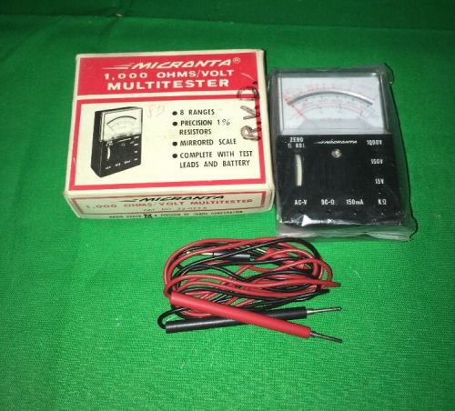 Vintage RADIO SHACK MICRONTA 1000 OHMS/Volt Multi Tester Model  22-027A 8 Ranges
