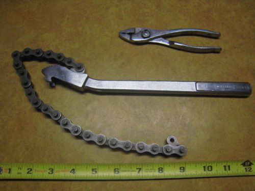 Vintage Williams CW-4 Pipe Chain Wrench 1/2 to 4&#034; AND CRAFTSMAN PLIERS TOOL NICE
