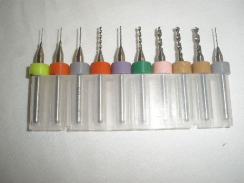 LOT OF 10 CARBIDE CIRCUIT BOARD DRILL BITS VARIOUS SIZES