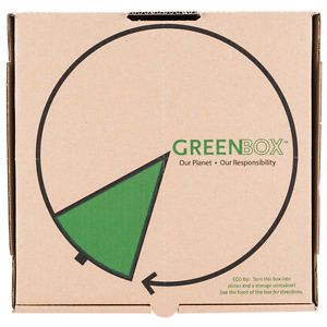 GreenBox 10&#034; x 10&#034; x 1 3/4&#034; Corrugated Recycled Pizza Box Built-In Plates 50