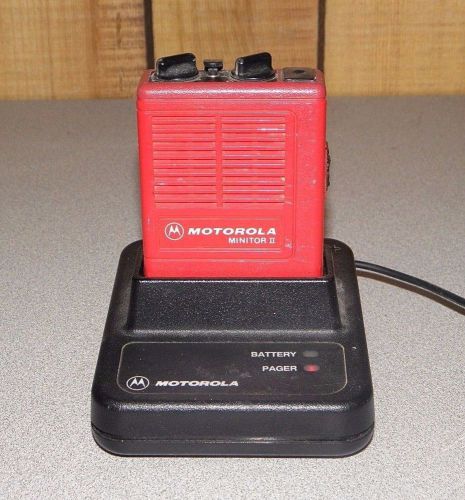 Motorola Minitor II VHF Pager H03UMC1222AC with Red Casing + Battery Charger