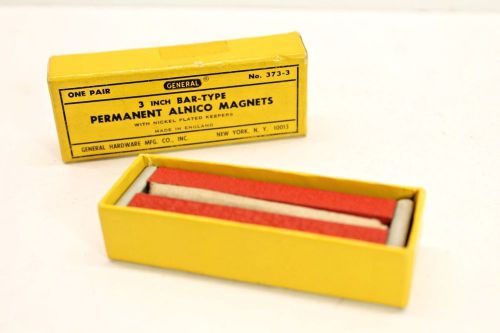 Vintage Pair of General No. 373-3 Permanent Alnico 3 inch Magnets &amp; Orginal Box