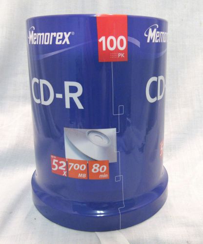 MEMOREX CD-R 52X, 700MB, 80 MINS, 100 PACK, NEW FACTORY SEALED