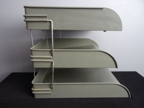 Globe Wernicke Grey Metal 3 Tier Desk Paper Tray Vintage Industrial Pt 2,235,709