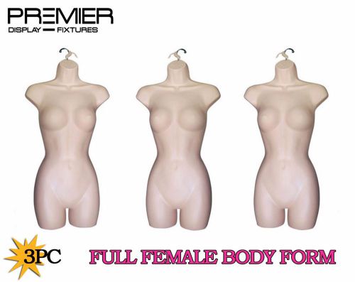 3 PIECE FEMALE FULL BODY TORSO HIP LONG HANGING W/ HOOK PLASTIC MANNEQUIN NUDE
