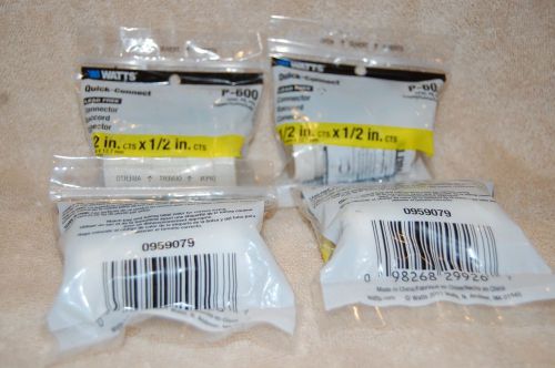 Lot of 4 new watts  quick-connect  p-600  1/2&#034;x1/2&#034; lead free connector for sale