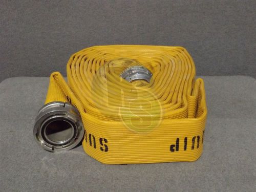 Firequip hydro flow hydro-flow supply fire hose 25ft 4&#034; couplings for sale