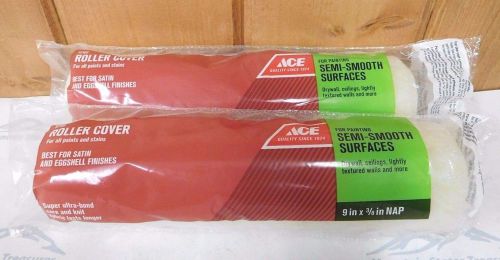 Ace Paint Roller Cover ~ 9&#034; x 3/8 &#034; ~ Semi-Smooth Surfaces ~ 2pk ~ Free Shipping