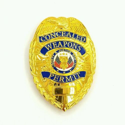 GOLD Concealed Weapon Carry Permit Metal Badge Shield CCW pistol gun police swat