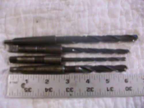 4 assorted #1 morse taper drill bits from vintage 10&#034; logan metal lathe for sale