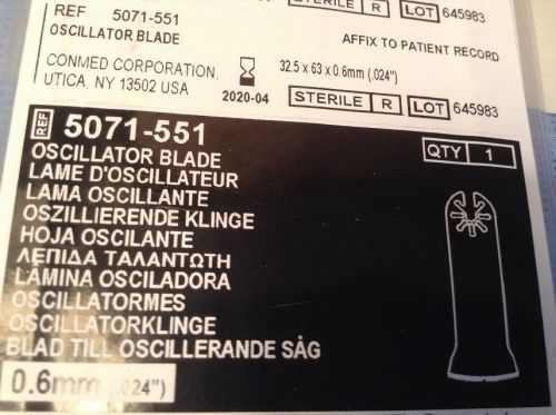 CONMED HALL OSCILLATOR BLADE REFERENCE 5071-551 EXP 4-2020 QUANTITY AVAILABLE