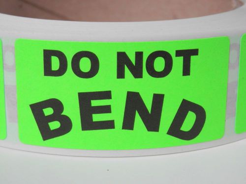 DO NOT BEND  1x2 Warning Sticker  Label green fluorescent 250/rl