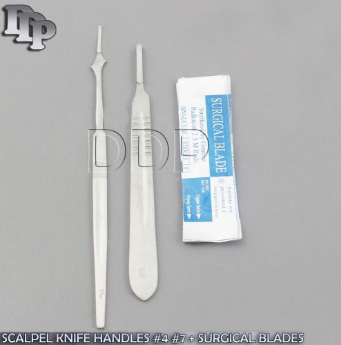 SCALPEL KNIFE HANDLES #4 #7 WITH 20 STERILE SURGICAL BLADES #15 #24