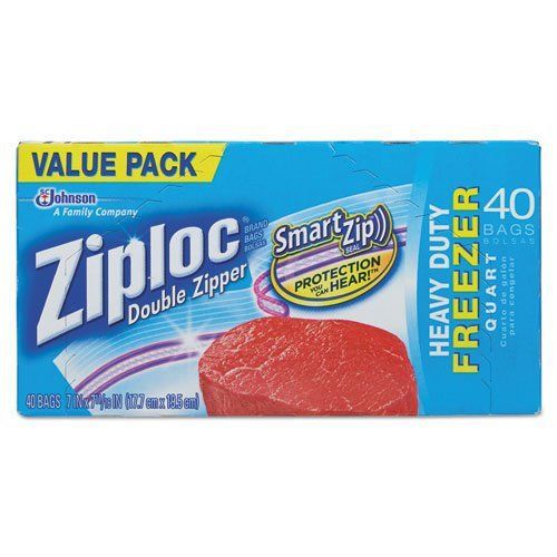 Ziploc Double Zipper Freezer Bags  6.97 x 7.7  1 qt  2.7 mil  40/Box - Includes