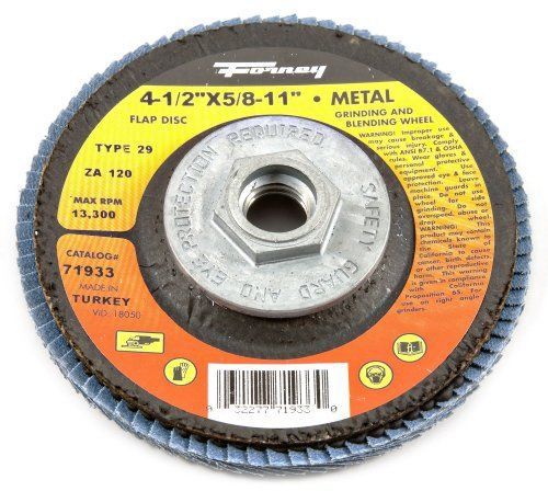 Forney 71933 Flap Disc, Type 29 Blue Zirconia with 5/8-Inch-11 Threaded Arbor,