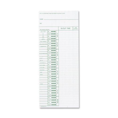 Acroprint 09-6103-080 Time Card for ATT310 Time Recorder, Pack of 200 Time Clock