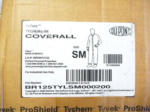 Dupont Tychem BR125TYLSM000200 Chemical Resistant Coverall, Collared, Box of 2 S