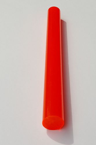 1 1/4” diameter 12” inch long orange acrylic fluorescent plastic color rod clear for sale
