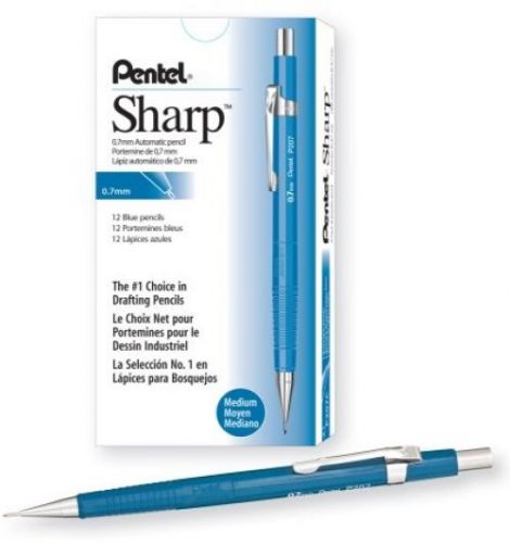 Pentel sharp automatic pencil, 0.7mm lead size, blue barrel, box of 12 (p207c) for sale