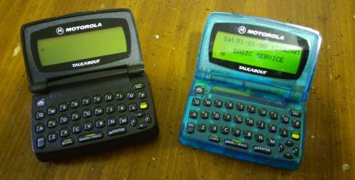 2 Vintage Motorola Talkabout 2 Way Keyboard Pager Beepers Keyboard green &amp; black