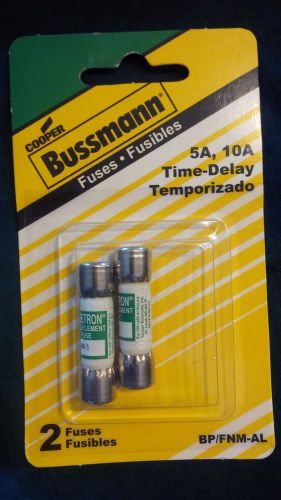 2-Pack Cooper Bussmann 5A &amp; 10A BP/FNM-AL Time-Delay Cartridge Fuses - NEW