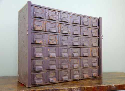 VINTAGE Steel Storage Cabinet 36 Drawer Organizer Industrial Steampunk Parts Bin