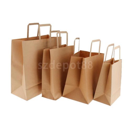 10 Brown Kraft Paper Flat Candy Sweet Treat Food Bags Wedding Gift Carrier Bag