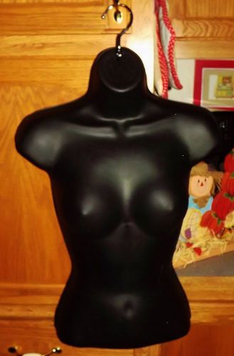 Small Female Upper Torso Mannequin Form w/hanging hook-Black-Hollow Back